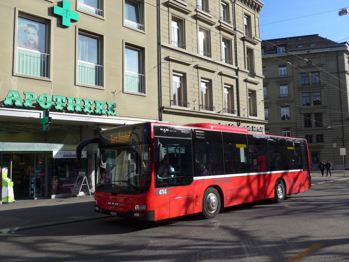 (159'047) - Bernmobil, Bern - Nr. 414/BE 716'414 - MAN am 9. Mrz 2015 in Bern, Hirschengraben