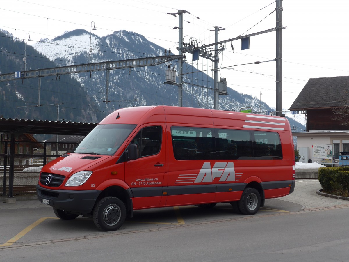 (159'203) - AFA Adelboden - Nr. 52/BE 611'129 - Mercedes am 16. Mrz 2015 beim Bahnhof Zweisimmen