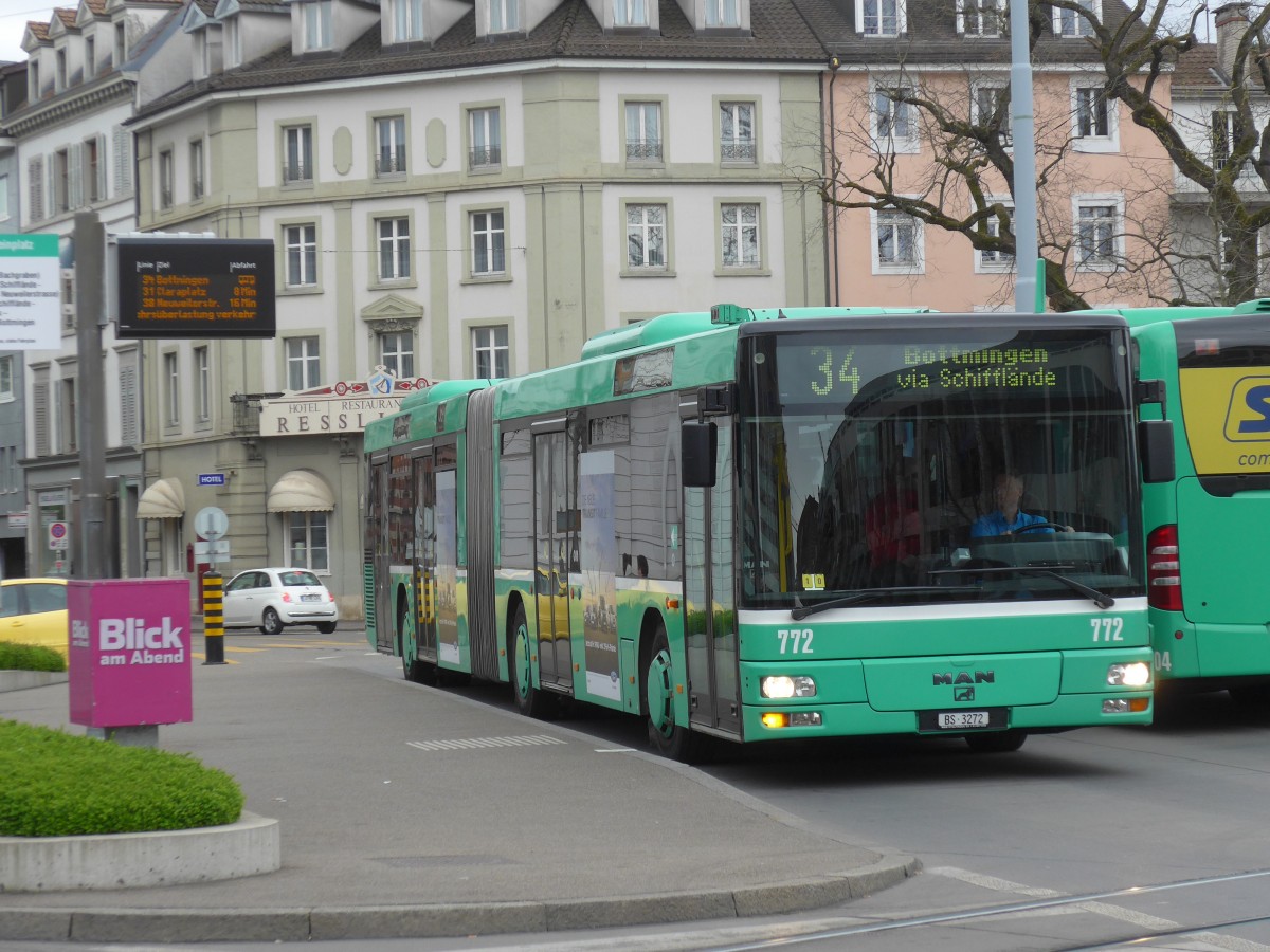 (159'709) - BVB Basel - Nr. 772/BS 3272 - MAN am 11. April 2015 in Basel, Wettsteinplatz