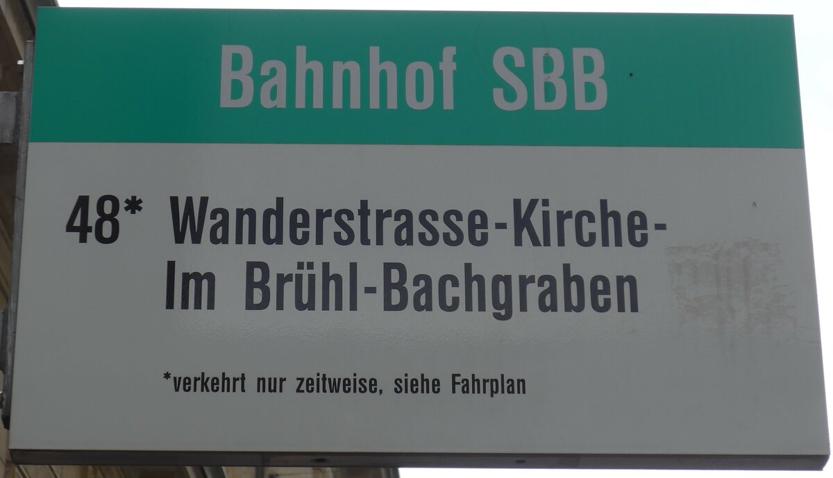 (159'722) - BVB-Haltestellenschild - Basel, Bahnhof SBB - am 11. April 2015
