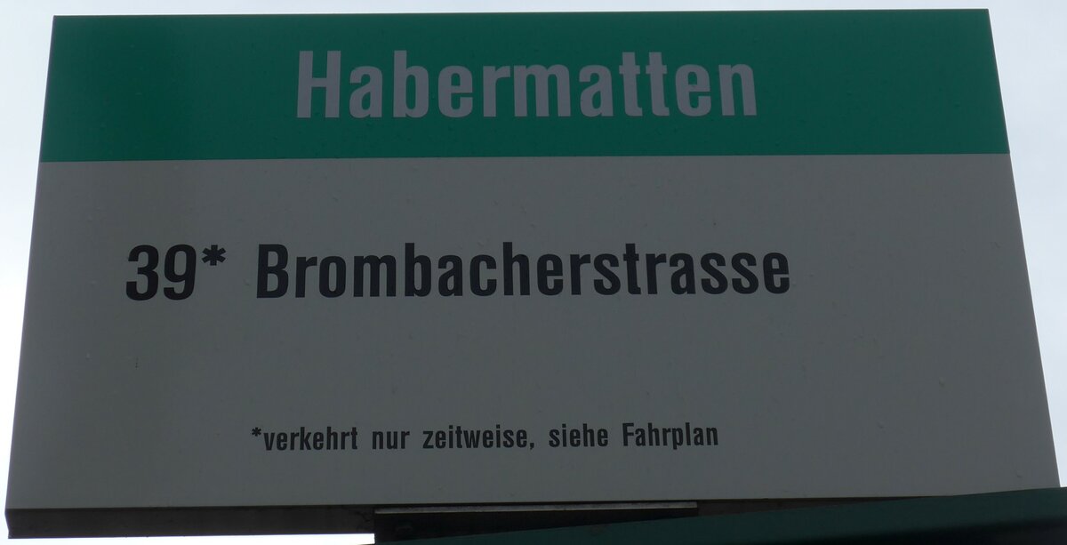 (159'773) - BVB-Haltestellenschild - Riehen, Habermatten - am 11. April 2015