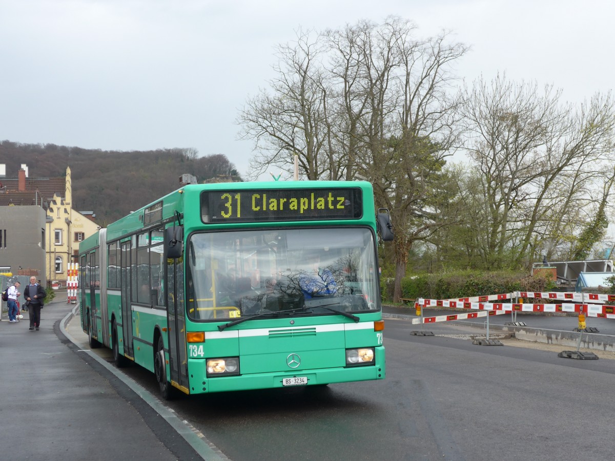 (159'809) - BVB Basel - Nr. 734/BS 3234 - Mercedes (ex VAG Freiburg/D Nr. 933) am 11. April 2015 in Riehen, Hrnli