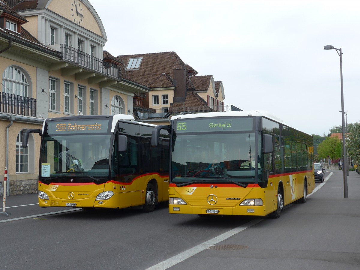 (160'005) - PostAuto Bern - BE 615'595 - Mercedes (ex Nr. 532; ex P 25'235) am 25. April 2015 beim Bahnhof Spiez