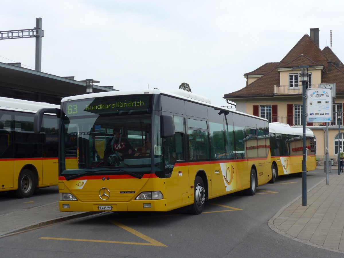 (160'006) - PostAuto Bern - BE 615'595 - Mercedes (ex Nr. 532; ex P 25'235) am 25. April 2015 beim Bahnhof Spiez