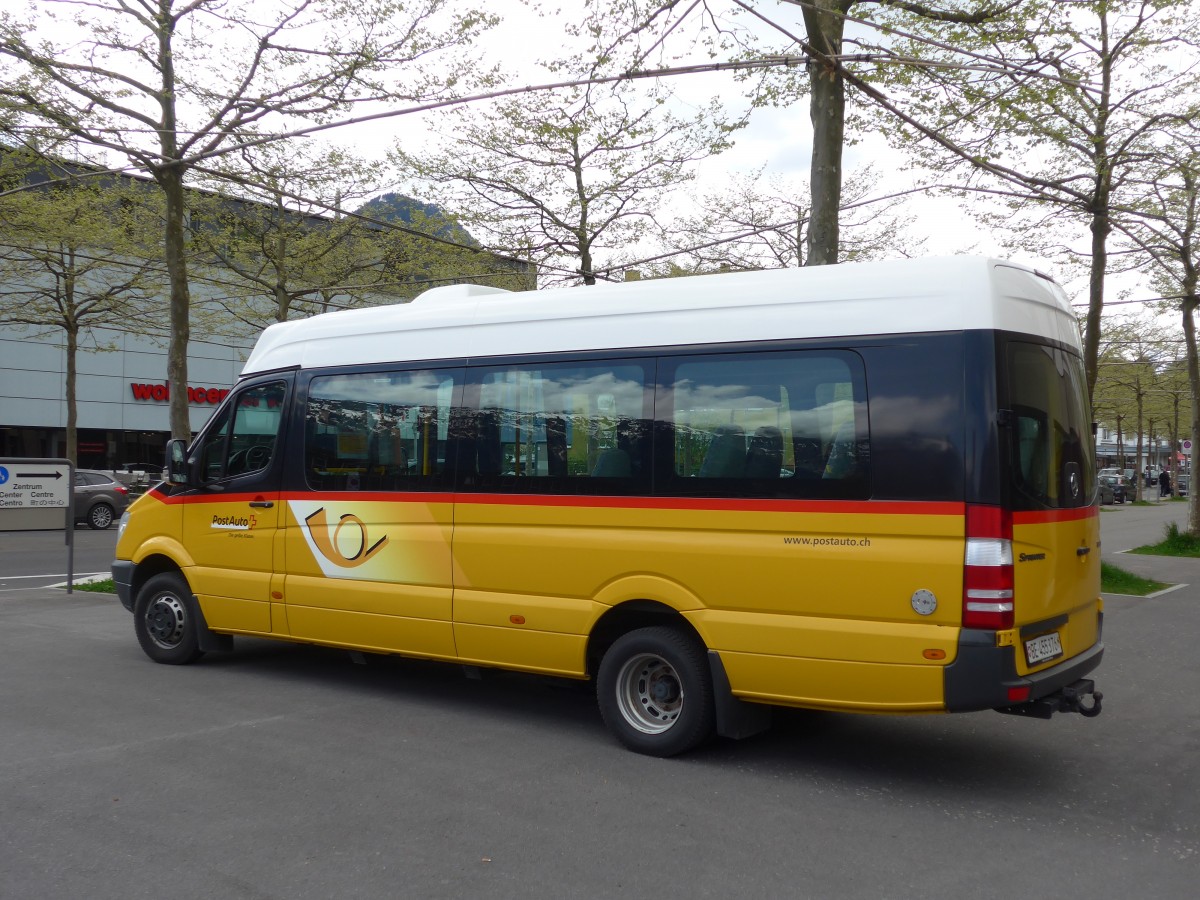 (160'047) - PostAuto Bern - BE 455'376 - Mercedes (ex Steiner, Messen) am 26. April 2015 beim Bahnhof Interlaken Ost
