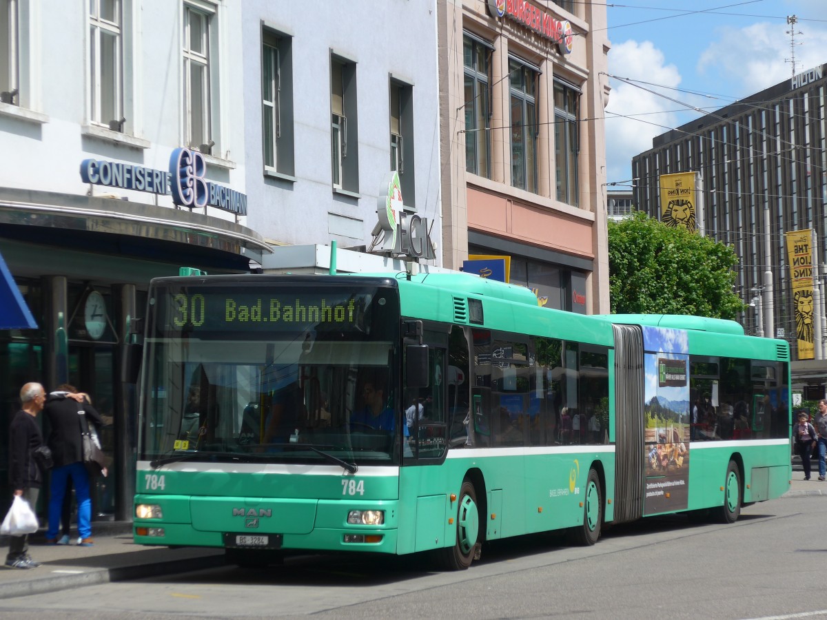 (160'529) - BVB Basel - Nr. 784/BS 3284 - MAN am 17. Mai 2015 beim Bahnhof Basel