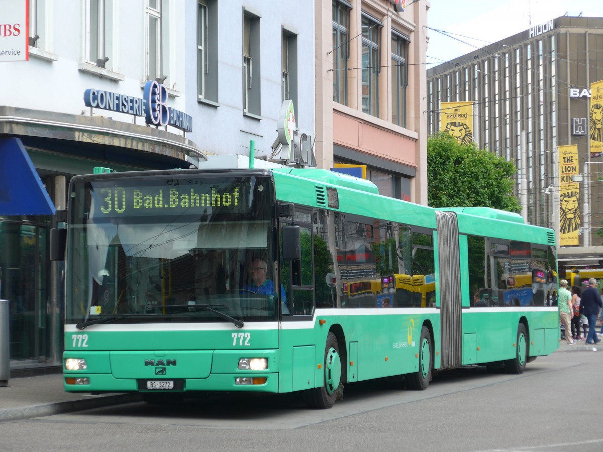 (160'531) - BVB Basel - Nr. 772/BS 3272 - MAN am 17. Mai 2015 beim Bahnhof Basel