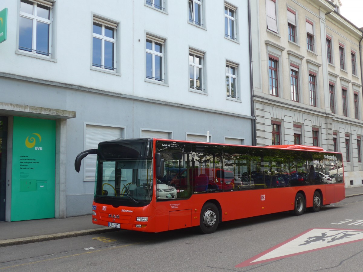 (160'564) - Aus Deutschland: SBG Freiburg - FR-JS 571 - MAN am 17. Mai 2015 in Basel, Claragraben