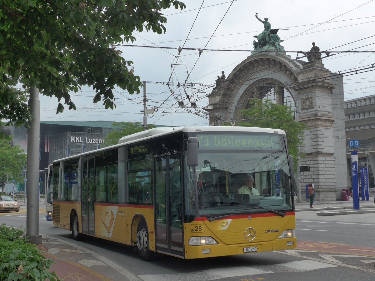 (160'628) - Bucheli, Kriens - Nr. 28/LU 15'550 - Mercedes am 22. Mai 2015 beim Bahnhof Luzern