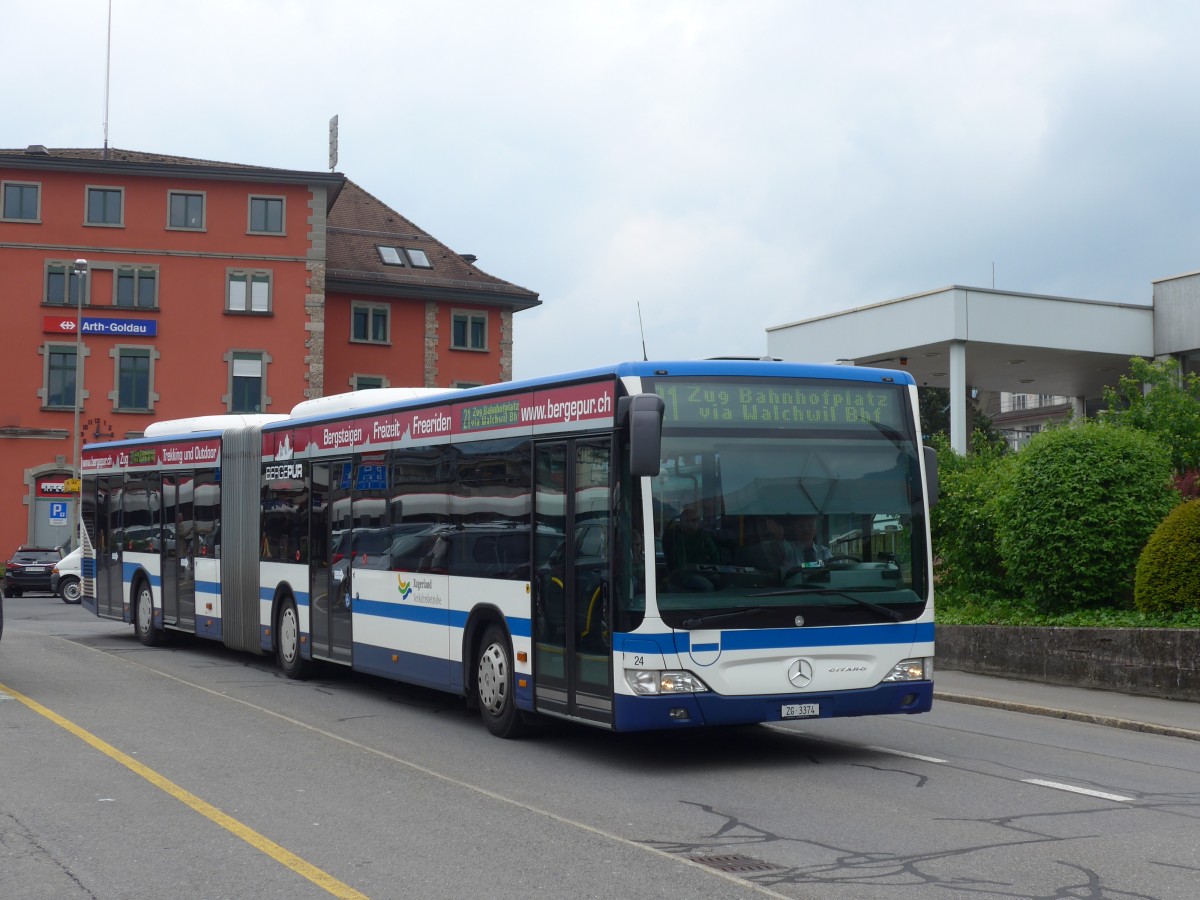 (160'675) - ZVB Zug - Nr. 24/ZG 3374 - Mercedes am 22. Mai 2015 beim Bahnhof Arth-Goldau