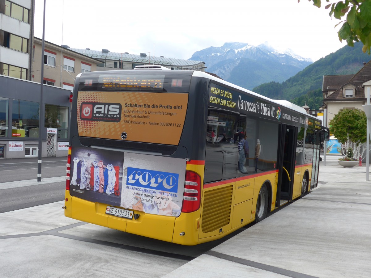 (160'979) - PostAuto Bern - BE 610'531 - Mercedes am 25. Mai 2015 beim Bahnhof Interlaken West