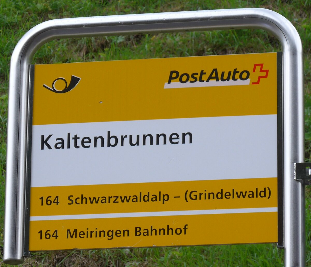 (160'994) - PostAuto-Haltestellenschild - Kaltenbrunnen, Kaltenbrunnen - am 25. Mai 2015