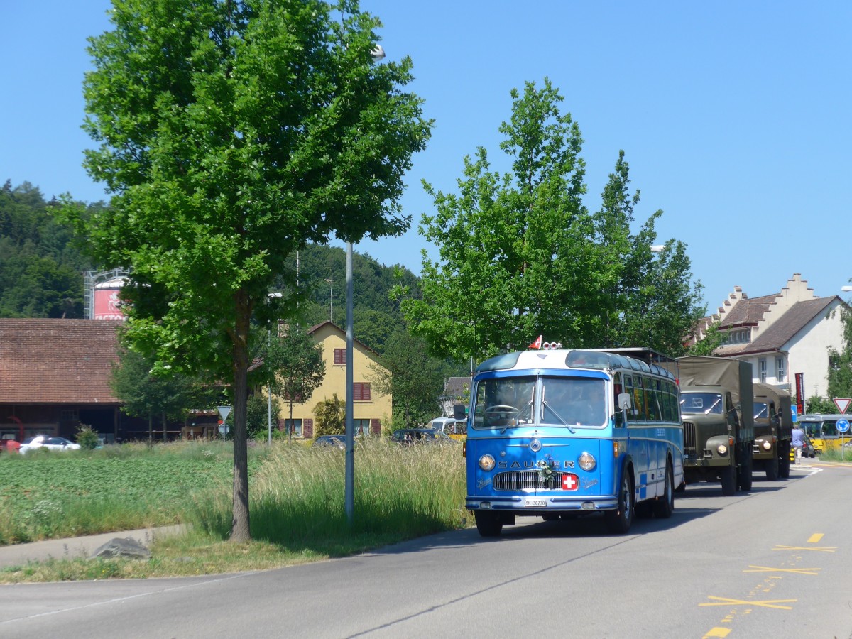 (161'874) - Bolliger, Stetten - SH 30'730 - Saurer/R&J (ex Solr+Fontana, Ilanz Nr. 8) am 6. Juni 2015 in Thayngen, Saurertreffen
