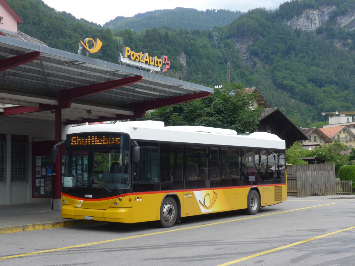 (162'397) - AVG Meiringen - Nr. 67/BE 402'467 - Scania/Hess (ex Nr. 76; ex Steiner, Messen) am 20. Juni 2015 in Meiringen, Postautostation