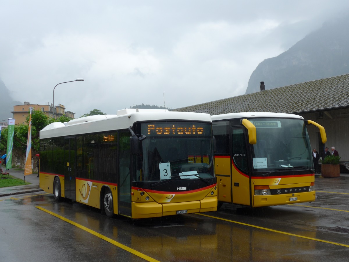 (162'428) - AVG Meiringen - Nr. 68/BE 401'568 - Scania/Hess (ex Nr. 59; ex Steiner, Messen) am 21. Juni 2015 in Meiringen, Postautostation
