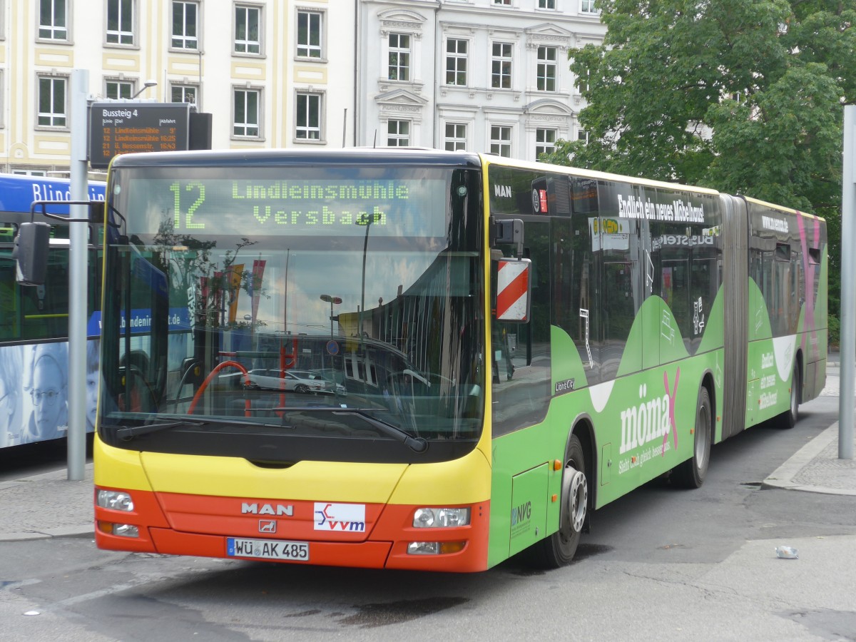 (162'726) - NVG Wrzburg - Nr. 485/W-AK 485 - MAN am 27. Juni 2015 beim Bahnhof Wrzburg
