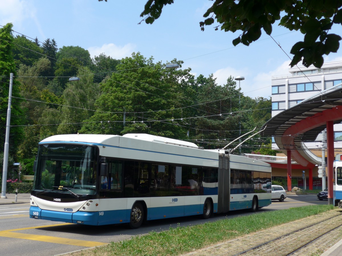 (162'972) - VBZ Zrich - Nr. 149 - Hess/Hess Gelenktrolleybus am 6. Juli 2015 in Zrich, Bucheggplatz