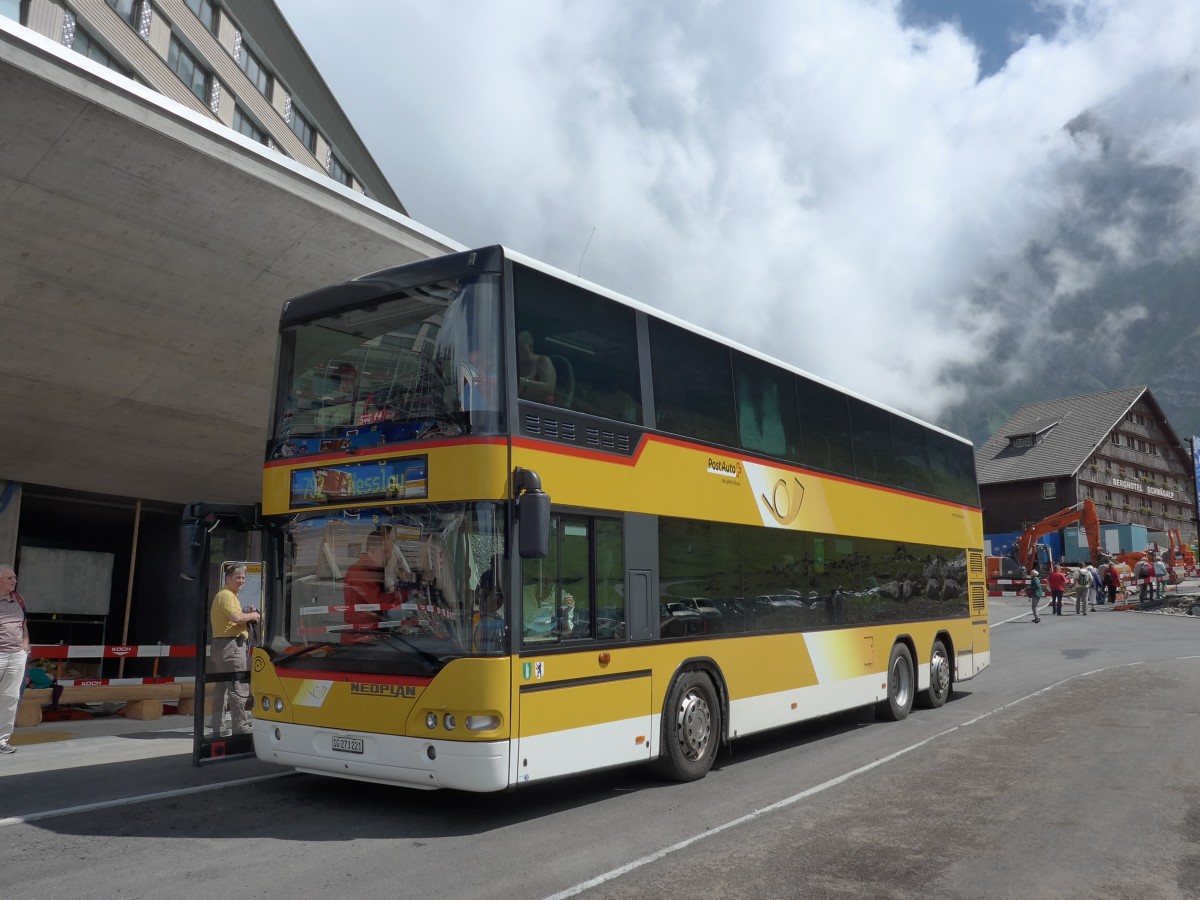 (163'245) - PostAuto Ostschweiz - SG 273'221 - Neoplan (ex P 27'020) am 2. August 2015 in Schwgalp, Sntis-Schwebebahn