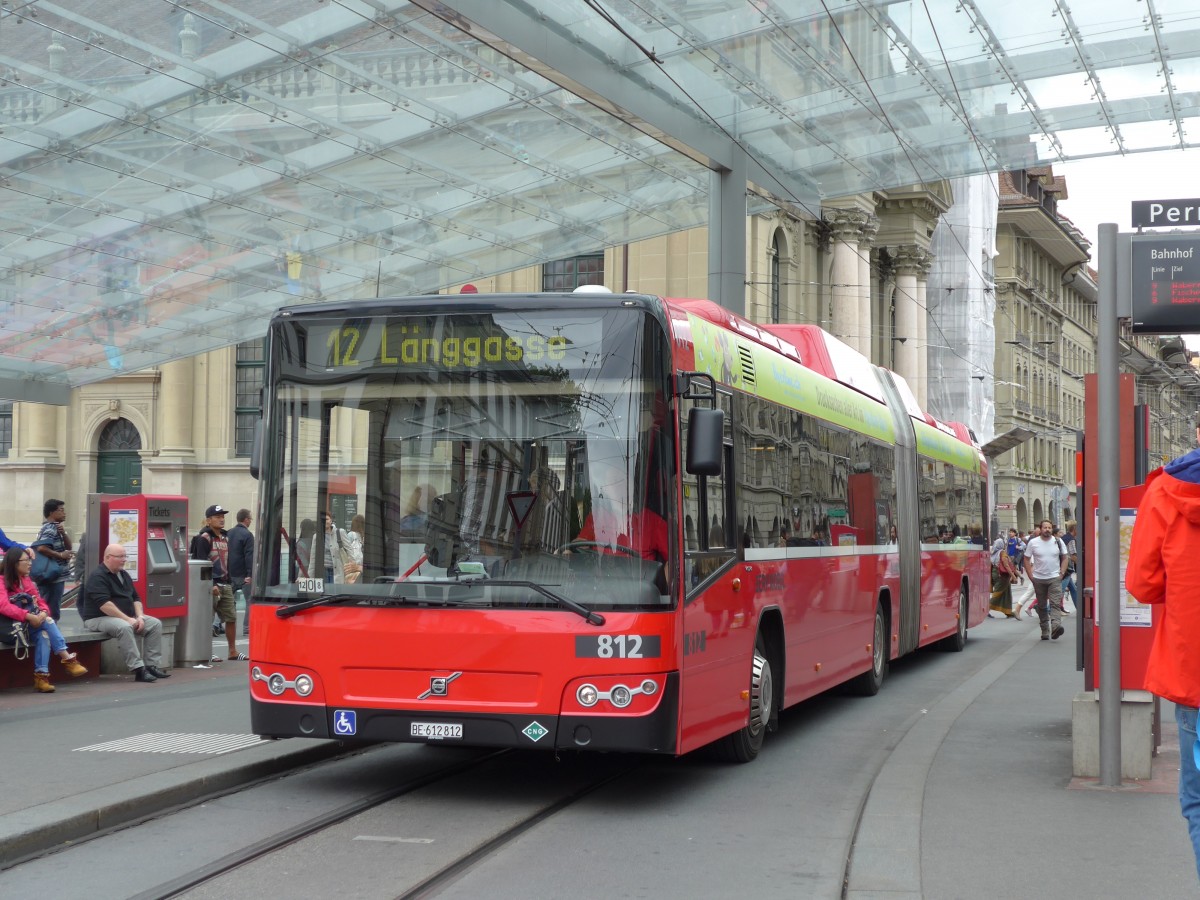 (163'461) - Bernmobil, Bern - Nr. 812/BE 612'812 - Volvo am 15. August 2015 beim Bahnhof Bern