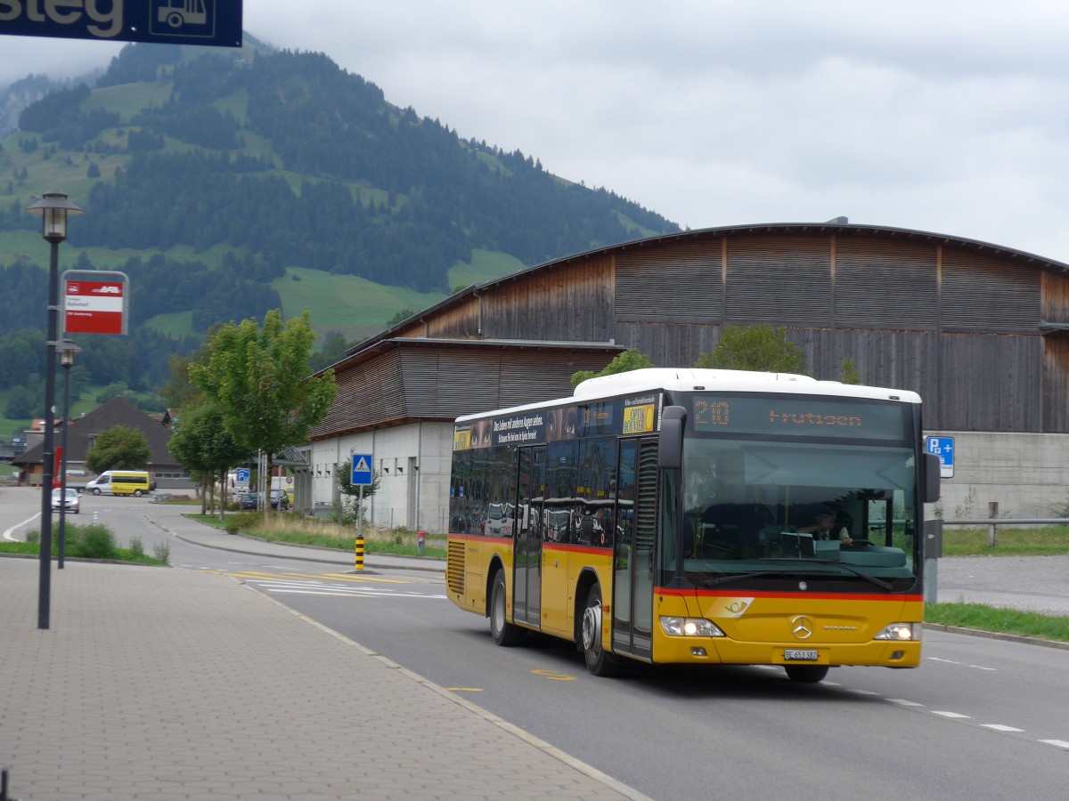 (163'630) - PostAuto Bern - BE 653'382 - Mercedes am 17. August 2015 beim Bahnhof Frutigen