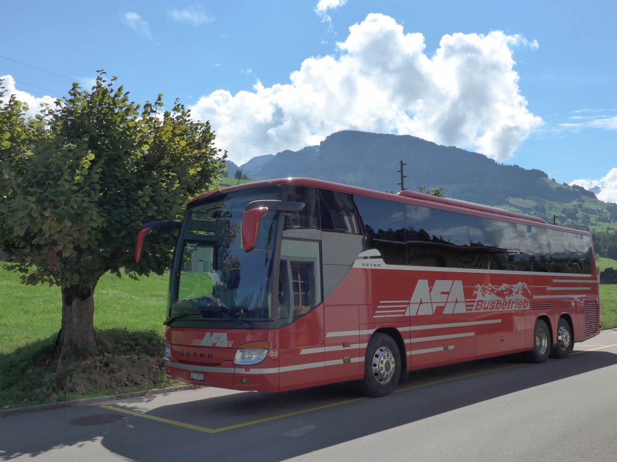 (163'709) - AFA Adelboden - Nr. 23/BE 26'709 - Setra (ex Blaguss, A-Wien Nr. 5402) am 20. August 2015 beim Bahnhof Mlenen