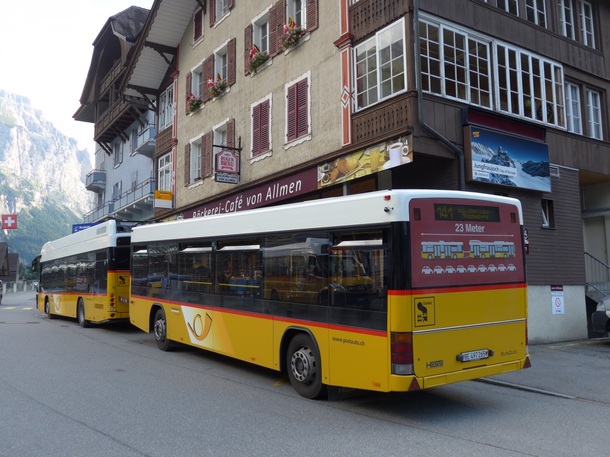 (163'721) - PostAuto Bern - BE 497'265 - Lanz+Marti/Hess Personenanhnger (ex VBL Luzern Nr. 308) am 22. August 2015 beim Bahnhof Lauterbrunnen