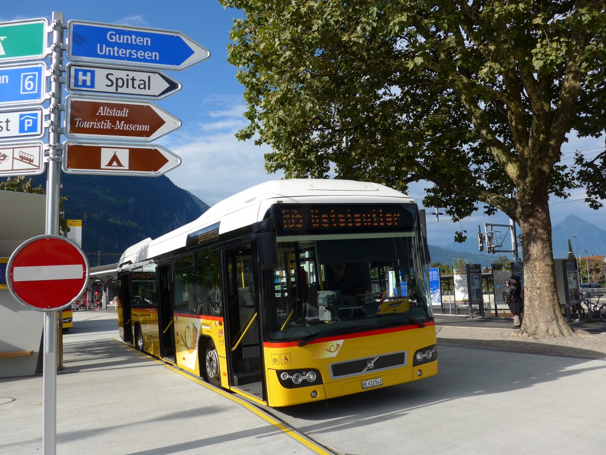 (163'739) - PostAuto Bern - BE 610'543 - Volvo am 23. August 2015 beim Bahnhof Interlaken West