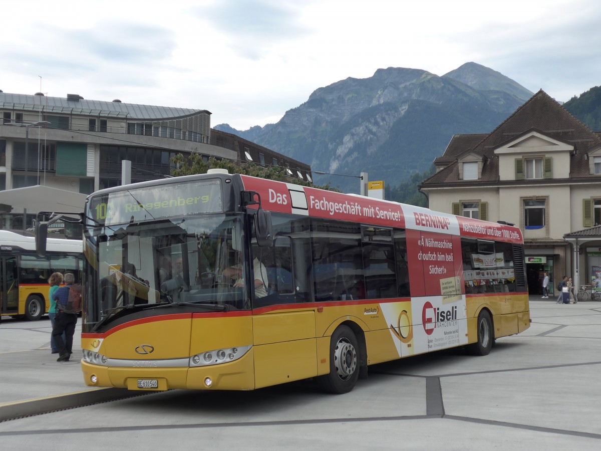 (163'748) - PostAuto Bern - BE 610'540 - Solaris am 23. August 2015 beim Bahnhof Interlaken West