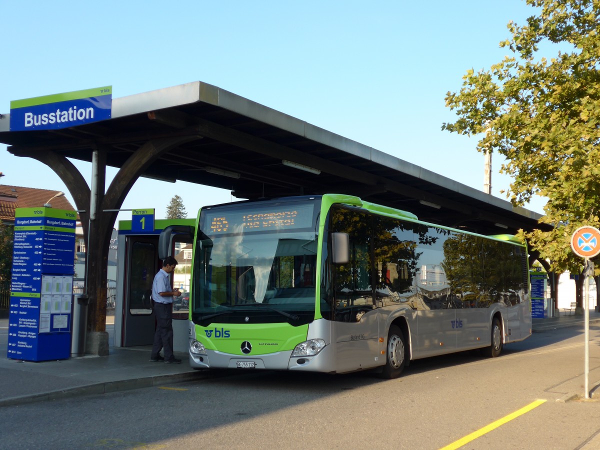 (164'260) - Busland, Burgdorf - Nr. 112/BE 755'112 - Mercedes am 30. August 2015 beim Bahnhof Burgdorf