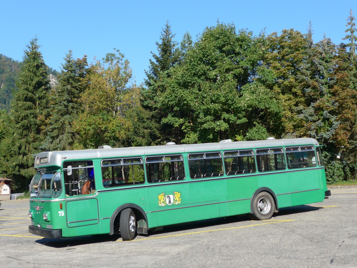 (164'265) - BVB Basel (RWB) - Nr. 75/BE 530'697 - FBW/FHS am 30. August 2015 in Trimbach, Eisenbahn