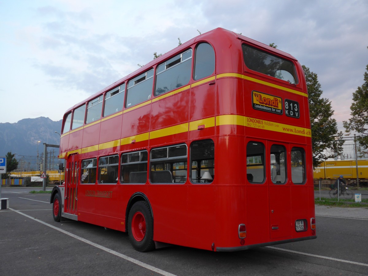 (164'370) - Londonbus, Holziken - AG 279'502 - Lodekka (ex Londonbus) am 1. September 2015 in Thun, Seestrasse