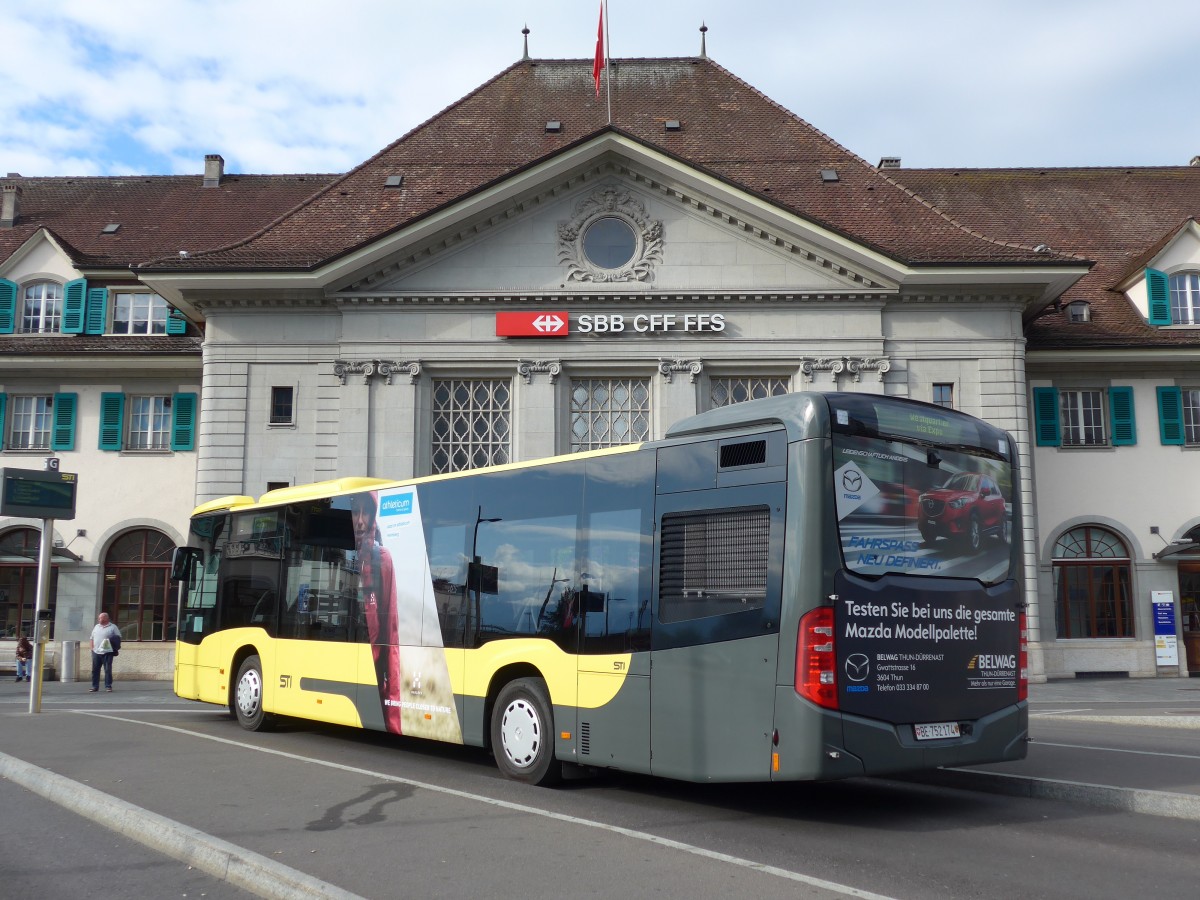 (164'385) - STI Thun - Nr. 174/BE 752'174 - Mercedes am 6. September 2015 beim Bahnhof Thun