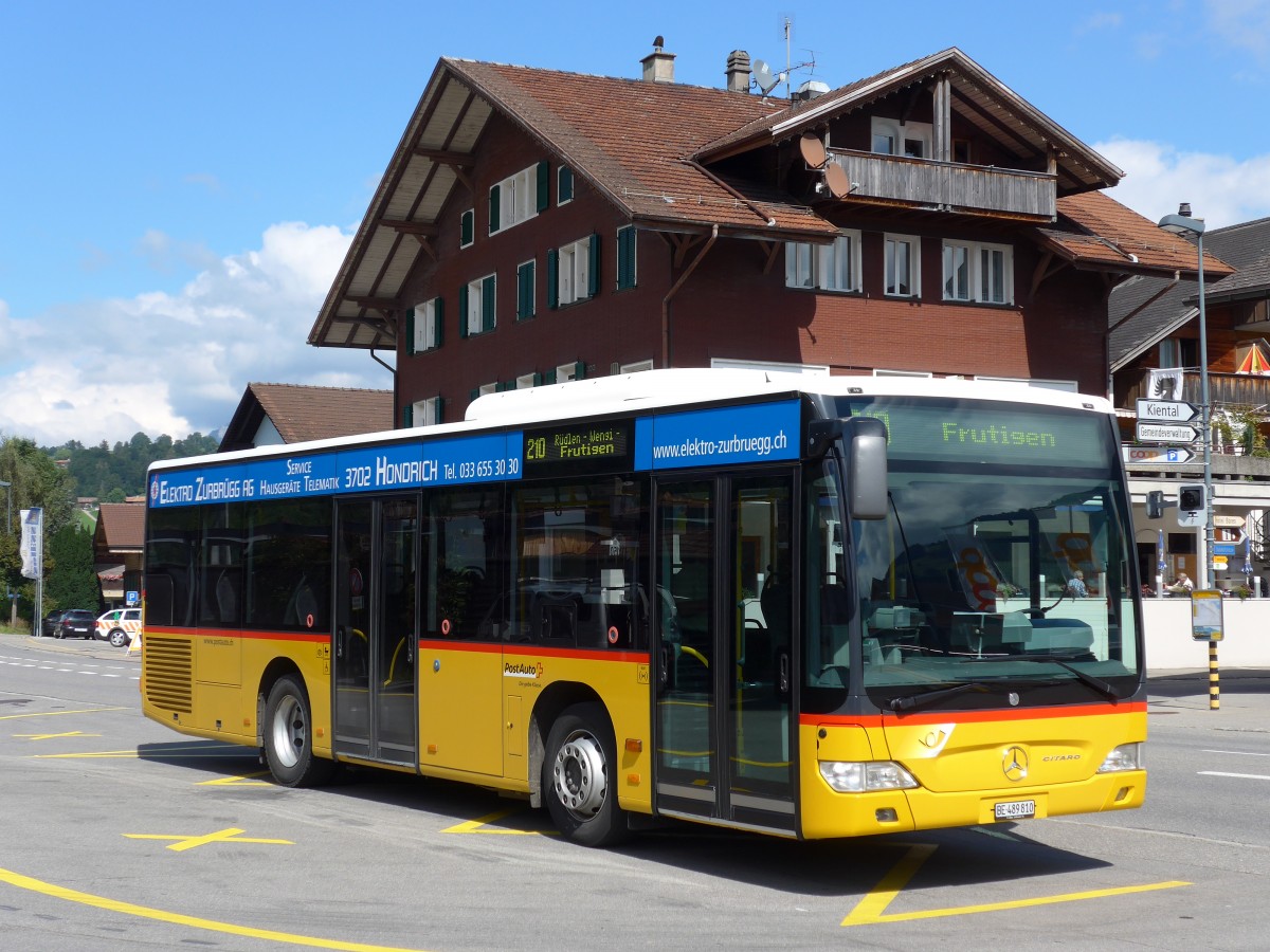 (164'531) - PostAuto Bern - BE 489'810 - Mercedes (ex Portenier, Adelboden Nr. 10) am 6. September 2015 beim Bahnhof Reichenbach