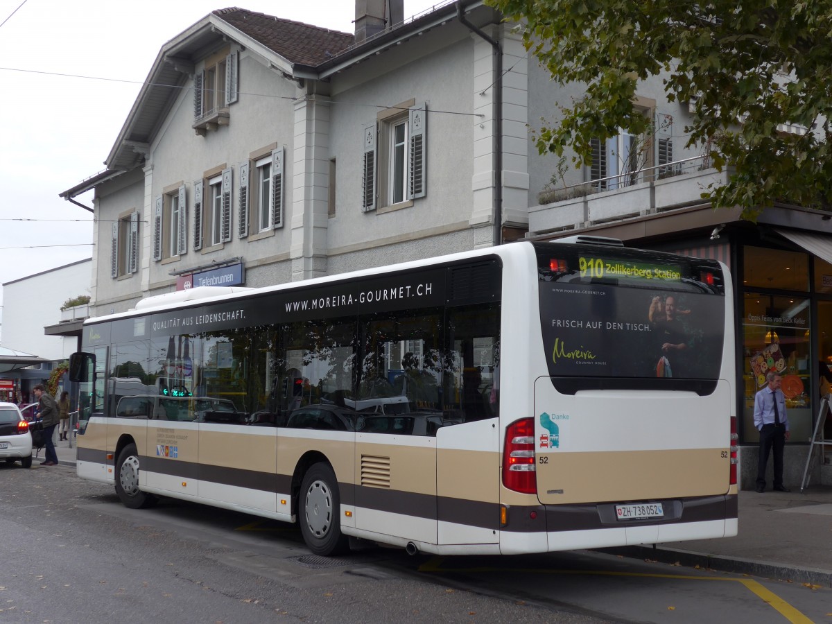 (164'974) - AZZK Zollikon - Nr. 52/ZH 738'052 - Mercedes am 17. September 2015 beim Bahnhof Zrich-Tiefenbrunnen