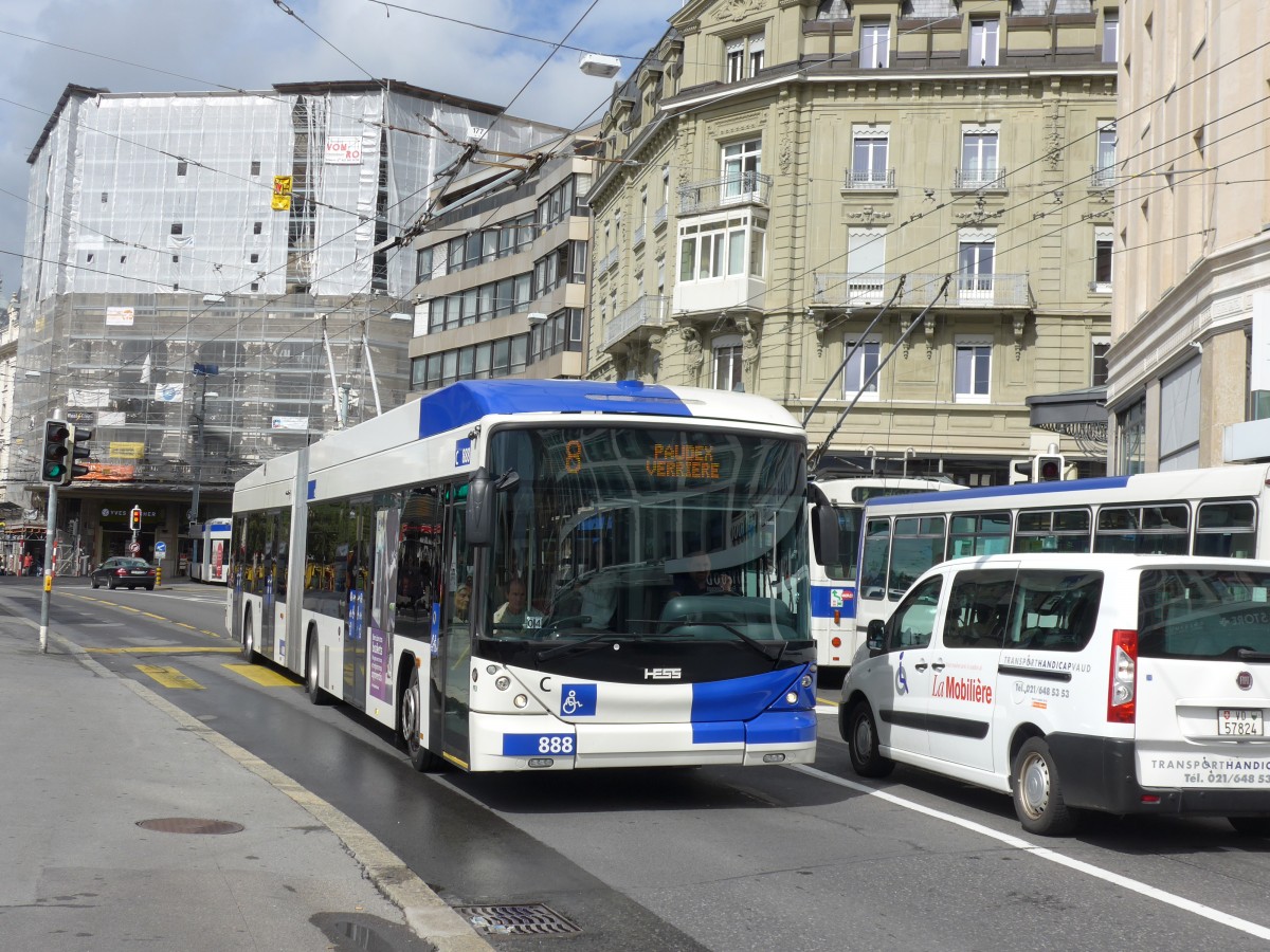(165'118) - TL Lausanne - Nr. 888 - Hess/Hess Gelenktrolleybus am 18. September 2015 in Lausanne, Bel-Air