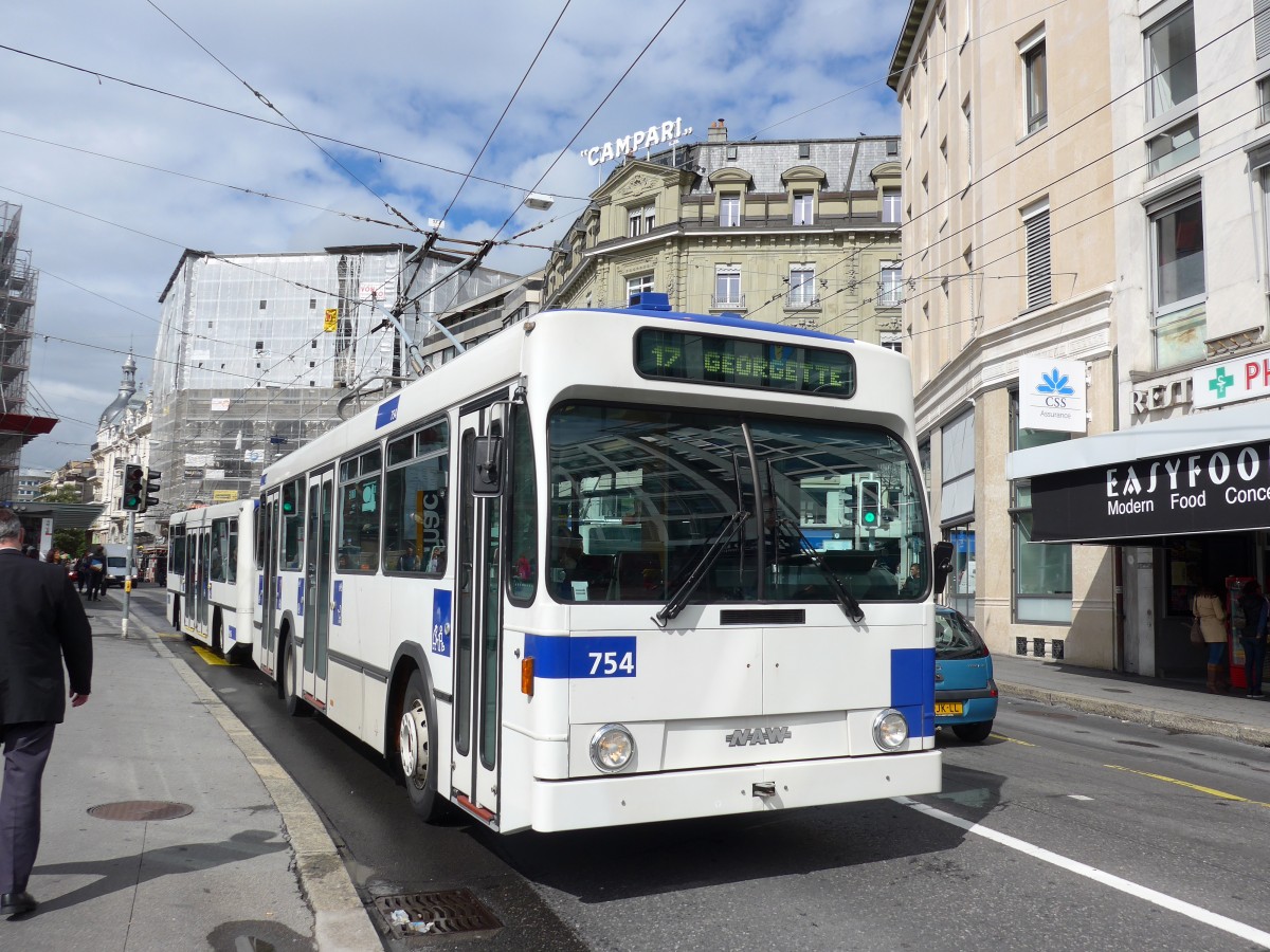 (165'120) - TL Lausanne - Nr. 754 - NAW/Lauber Trolleybus am 18. September 2015 in Lausanne, Bel-Air