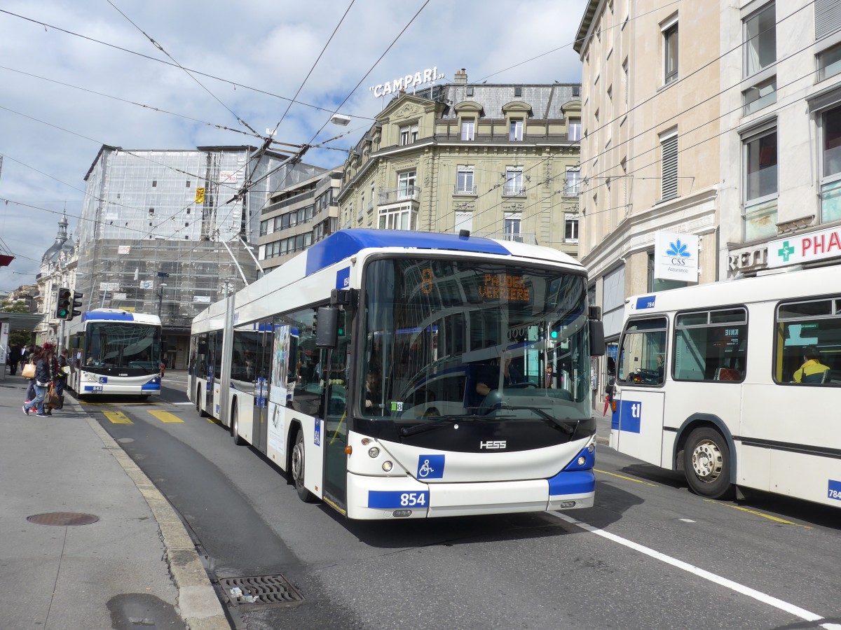 (165'127) - TL Lausanne - Nr. 854 - Hess/Hess Gelenktrolleybus am 18. September 2015 in Lausanne, Bel-Air