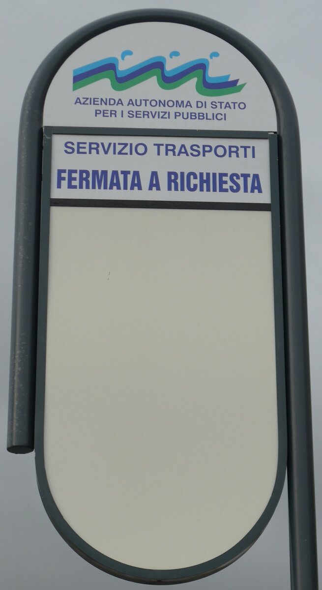 (165'605) - AASS-Haltestellenschild am 25. September 2015 in Borgo Maggiore