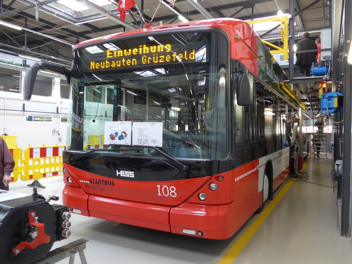 (165'856) - SW Winterthur - Nr. 108 - Hess/Hess Gelenktrolleybus am 26. September 2015 in Winterthur, Depot Grzefeld