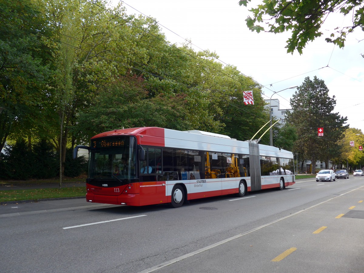 (165'897) - SW Winterthur - Nr. 113 - Hess/Hess Gelenktrolleybus am 26. September 2015 in Winterthur, Depot Grzefeld