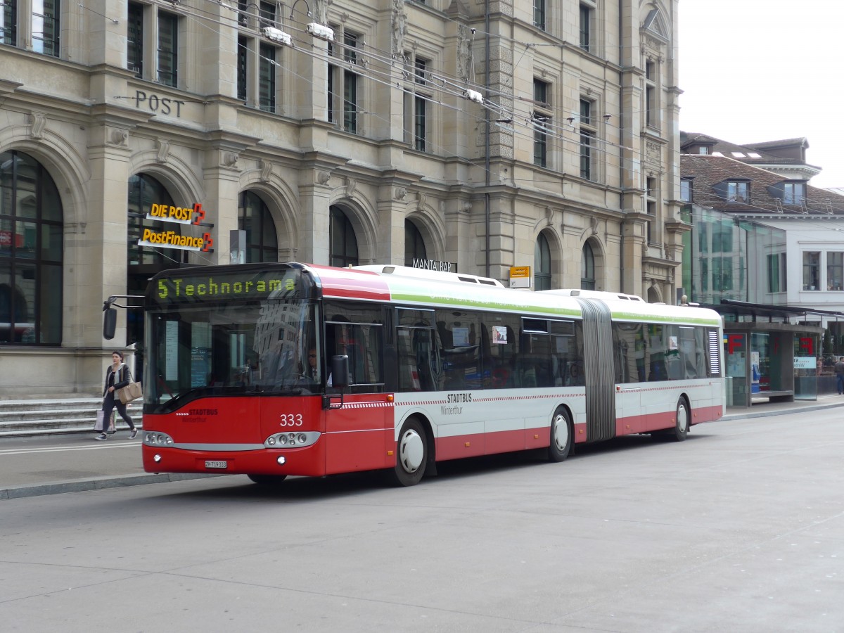 (165'910) - SW Winterthur - Nr. 333/ZH 719'333 - Solaris am 26. September 2015 beim Hauptbahnhof Winterthur