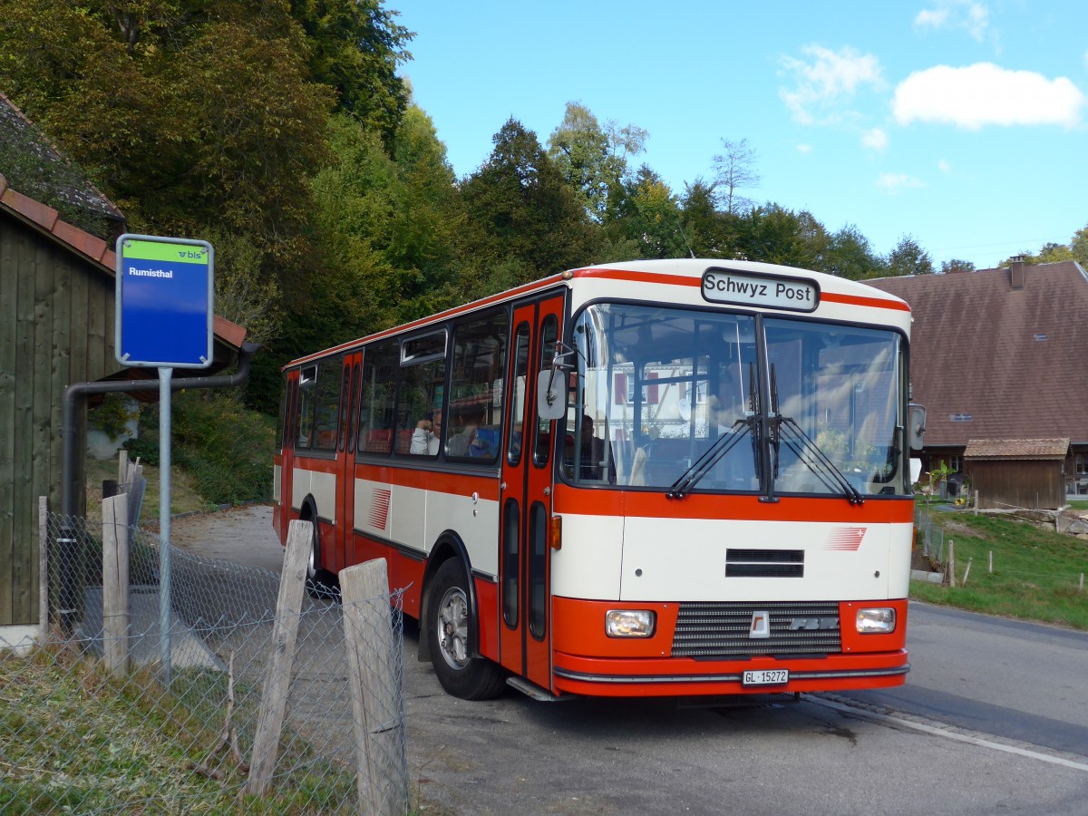 (166'033) - Frey, Opfikon - GL 15'272 - FBW/R&J (ex Tiemann, Oetwil Nr. 20; ex AAGS Schwyz Nr. 20) am 4. Oktober 2015 in Heimiswil, Rumisthal