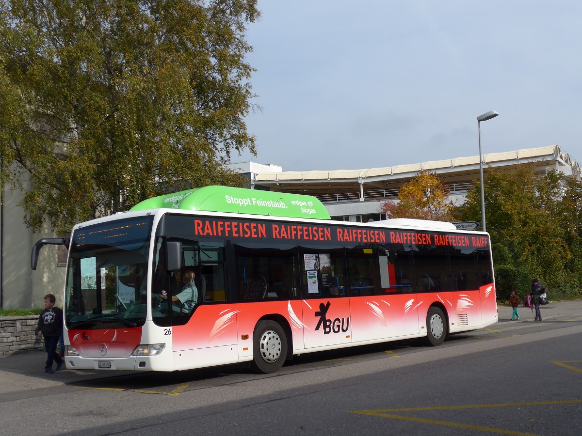 (166'423) - BGU Grenchen - Nr. 26/SO 128'514 - Mercedes am 24. Oktober 2015 beim Bahnhof Grenchen Sd