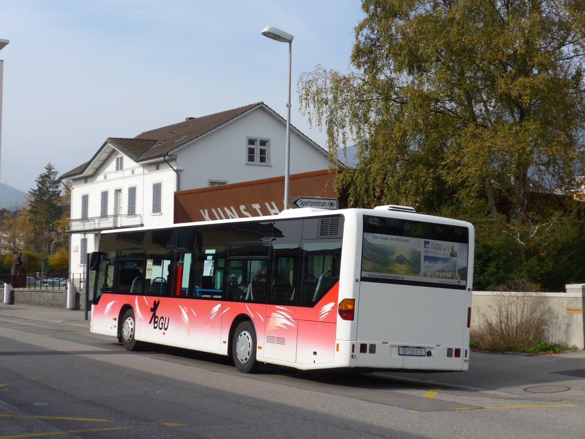 (166'425) - BGU Grenchen - Nr. 20/SO 130'022 - Mercedes am 24. Oktober 2015 beim Bahnhof Grenchen Sd