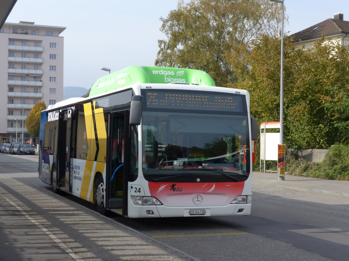 (166'433) - BGU Grenchen - Nr. 24/SO 144'738 - Mercedes am 24. Oktober 2015 beim Bahnhof Grenchen Sd