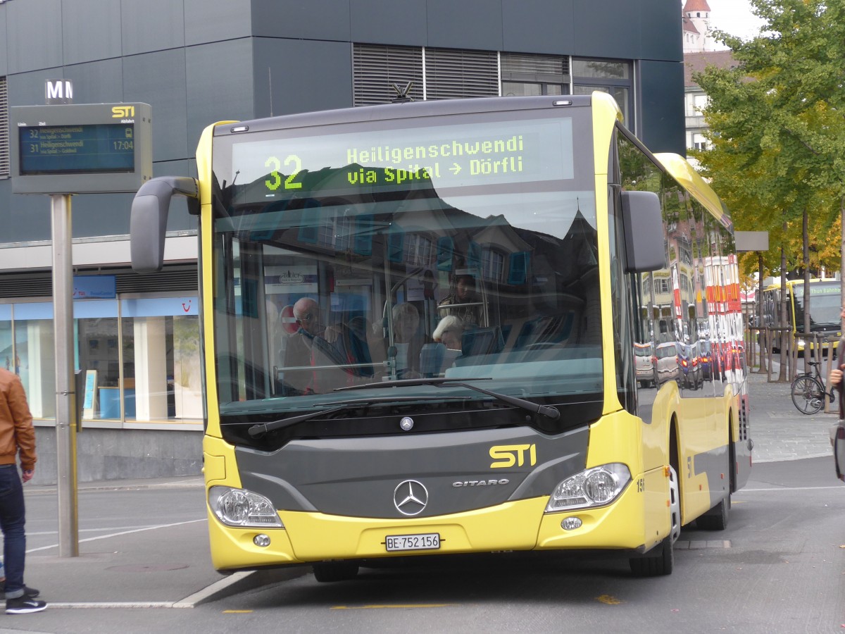 (166'482) - STI Thun - Nr. 156/BE 752'156 - Mercedes am 24. Oktober 2015 beim Bahnhof Thun