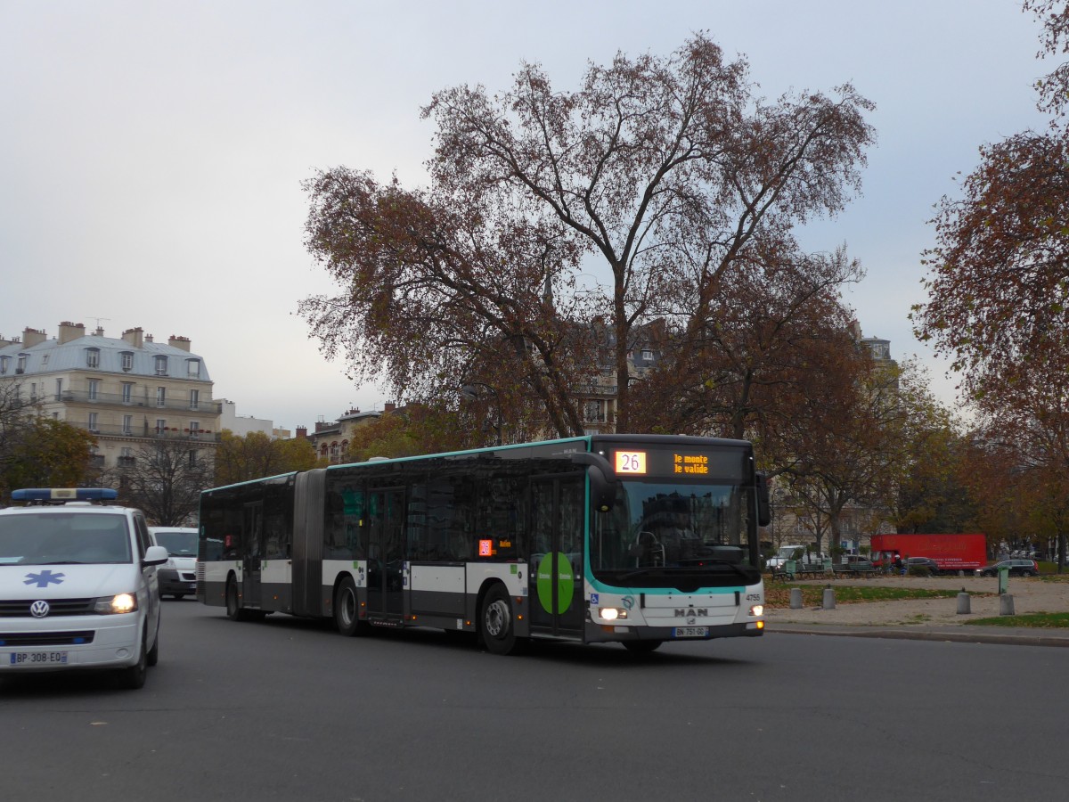 (166'759) - RATP Paris - Nr. 4755/BN 751 GG - MAN am 16. November 2015 in Paris, Nation