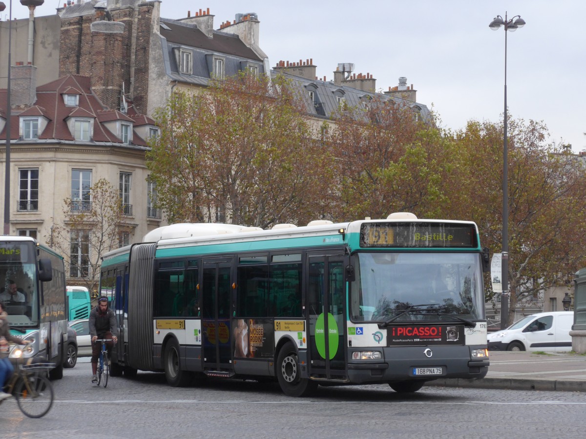 (166'786) - RATP Paris - Nr. 1783/168 PNA 75 - Irisbus am 16. November 2015 in Paris, Bastille