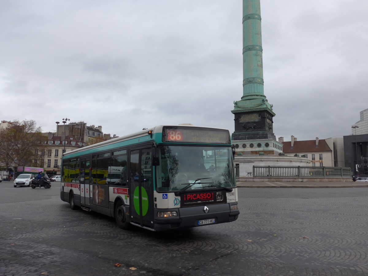 (166'796) - RATP Paris - Nr. 7280/CA 771 HE - Renault am 16. November 2015 in Paris, Bastille