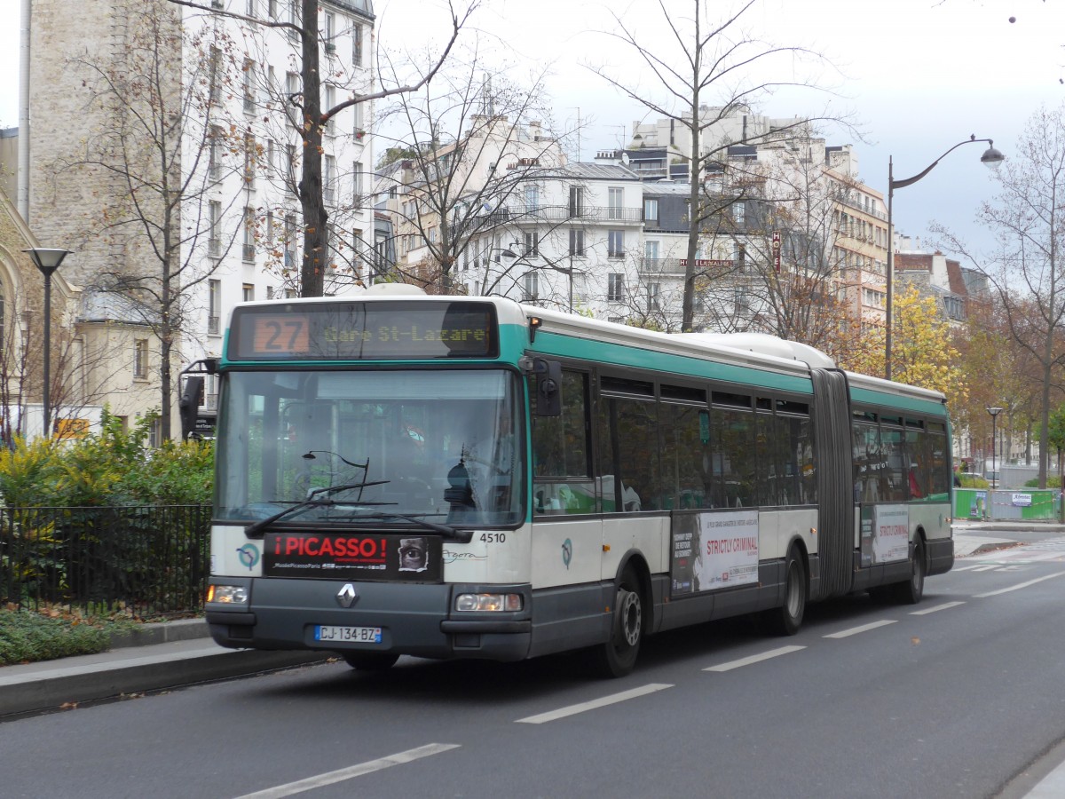 (166'863) - RATP Paris - Nr. 4510/CJ 134 BZ - Renault am 16. November 2015 in Paris, Place d'Italie